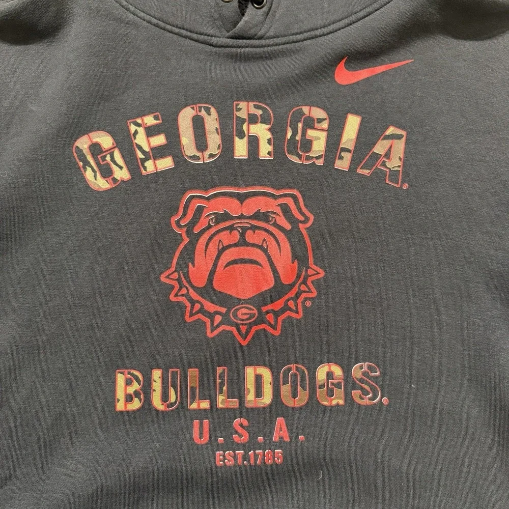 Nike Georgia Bulldogs Hoodie Mens Large Black Camo‎ Logo USA Flag NCAA Fleece
